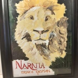 Narnia Prince Caspian Lion . Framed and signed original painting.